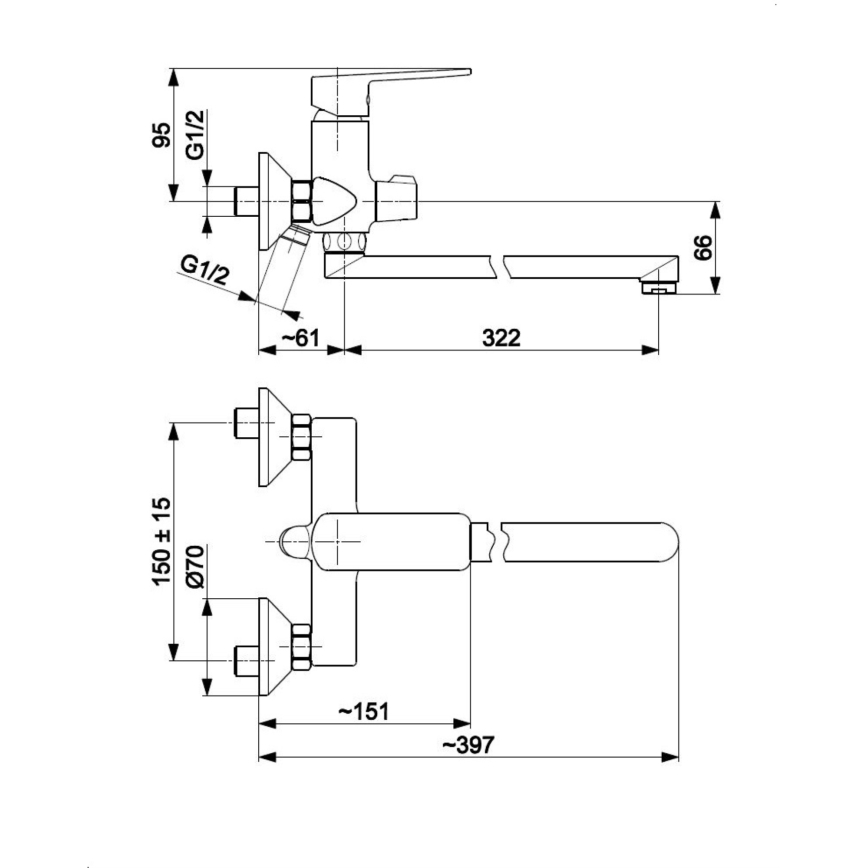 KFA Armatura 4428-715-00 - Conjunto para casa de banho com torneira AGAT cromado brilhante