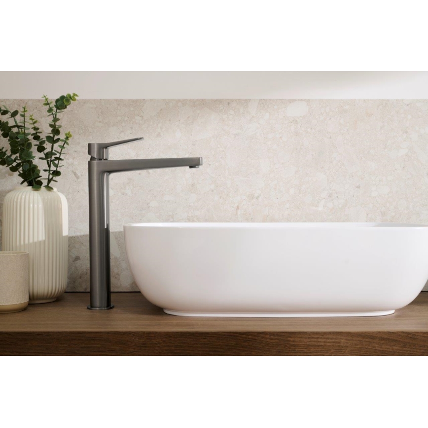 KFA Armatura 4522-712-61 - Misturadora para lavatório + válvula de escoamento MALAGA 30,3 cm cinzento metálico