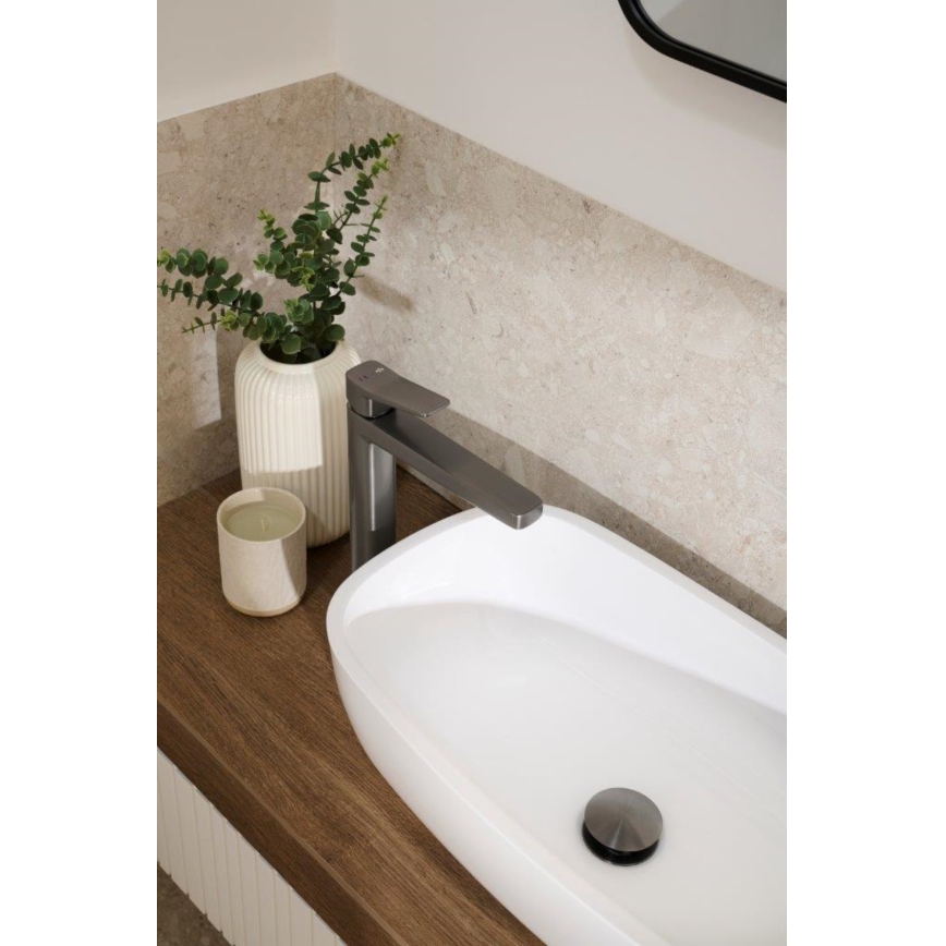 KFA Armatura 4522-712-61 - Misturadora para lavatório + válvula de escoamento MALAGA 30,3 cm cinzento metálico