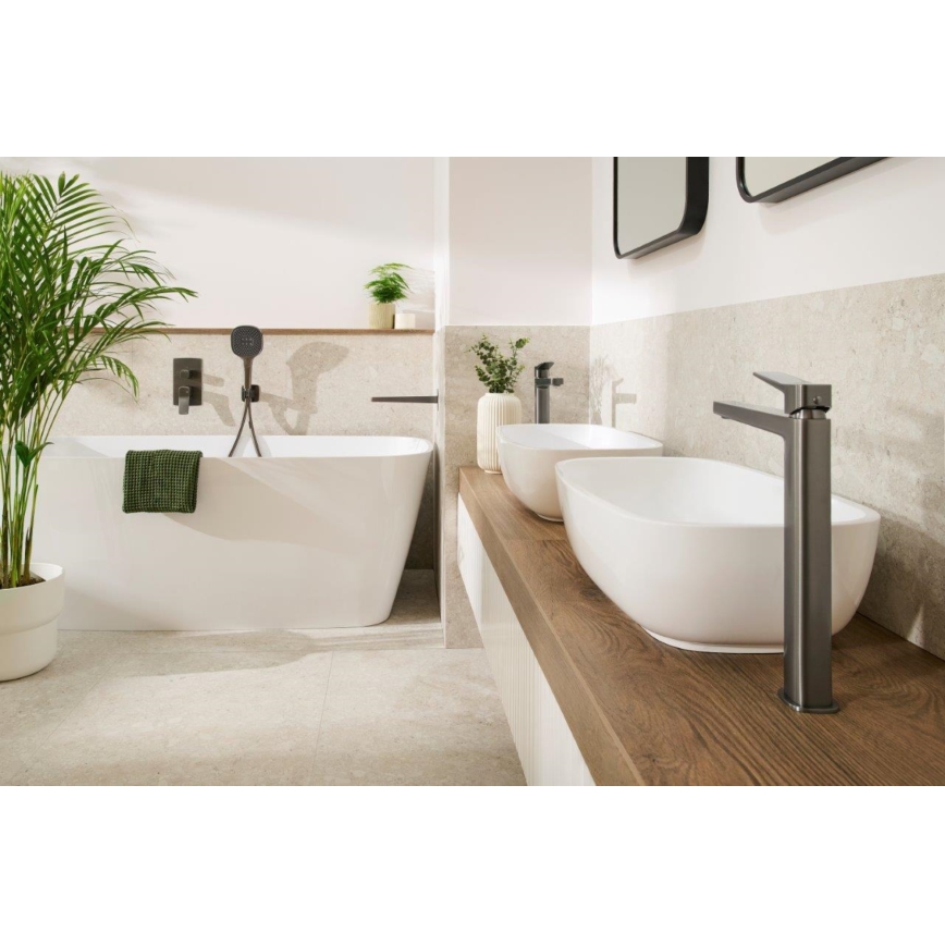 KFA Armatura 4522-712-61 - Misturadora para lavatório + válvula de escoamento MALAGA 30,3 cm cinzento metálico