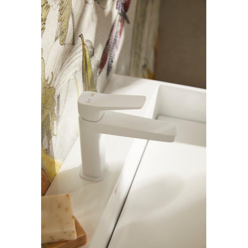 KFA Armatura 4522-815-44 - Torneira para lavatório + válvula de escoamento MALAGA 15,9 cm branca