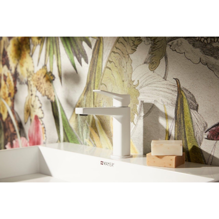 KFA Armatura 4522-815-44 - Torneira para lavatório + válvula de escoamento MALAGA 15,9 cm branca