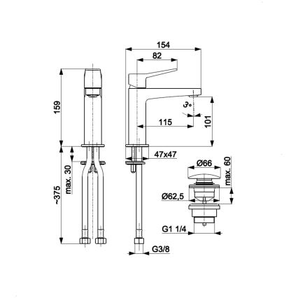 KFA Armatura 4522-815-44 - Torneira para lavatório + válvula de escoamento MALAGA 15,9 cm branca