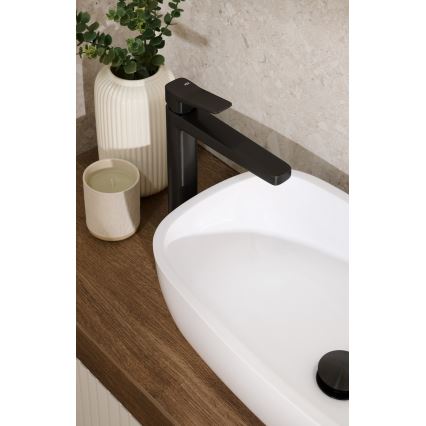 KFA Armatura 4522-815-81 - Misturadora para lavatório + válvula de escoamento MALAGA 15,9 cm preta