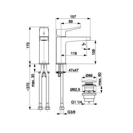 KFA Armatura 4522-825-00 - Torneira para lavatório + válvula MALAGA 17 cm, acabamento cromado brilhante