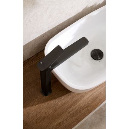 KFA Armatura 4522-825-81 - Misturador para lavatório + válvula de escoamento MALAGA 17 cm preto