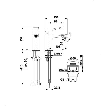 KFA Armatura 4527-015-44 - Misturador para bidé + válvula de escoamento MALAGA branco