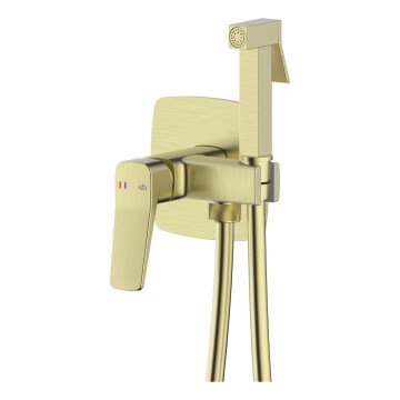 KFA Armatura 4529-512-31 - Misturador para bidé com duche de mão para instalação encastrada MALAGA dourado escovado