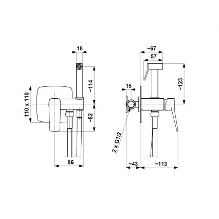 KFA Armatura 4529-512-34 - Misturadora para bidé com duchinha para instalação encastrada MALAGA ouro rosé