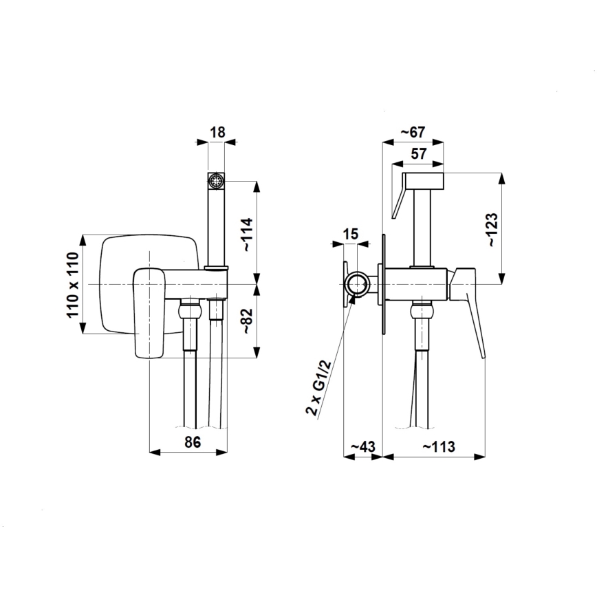 KFA Armatura 4529-512-34 - Misturadora para bidé com duchinha para instalação encastrada MALAGA ouro rosé