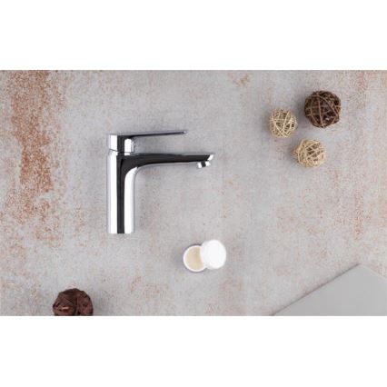 KFA Armatura 5022-815-00 - Torneira do lavatório + resíduos com descarga TANZANIT 15,4 cm cromado brilhante