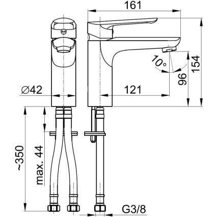KFA Armatura 5022-815-00 - Torneira do lavatório + resíduos com descarga TANZANIT 15,4 cm cromado brilhante