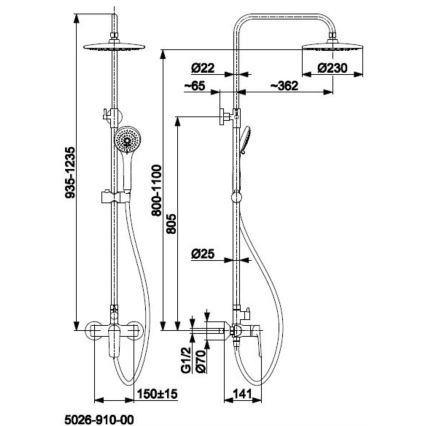 KFA Armatura 5026-910-00 - Conjunto de chuveiro com torneira TANZANIT cromado brilhante