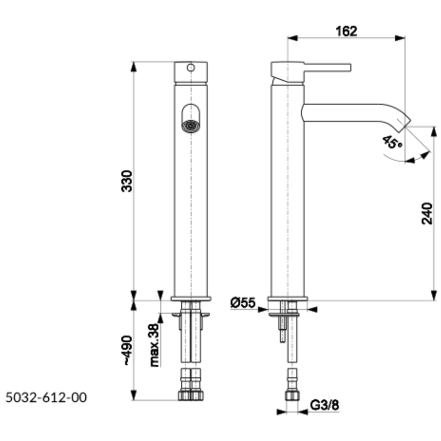KFA Armatura 5032-612-00 - Torneira do lavatório + resíduos com descarga MOZA 33 cm cromado brilhante