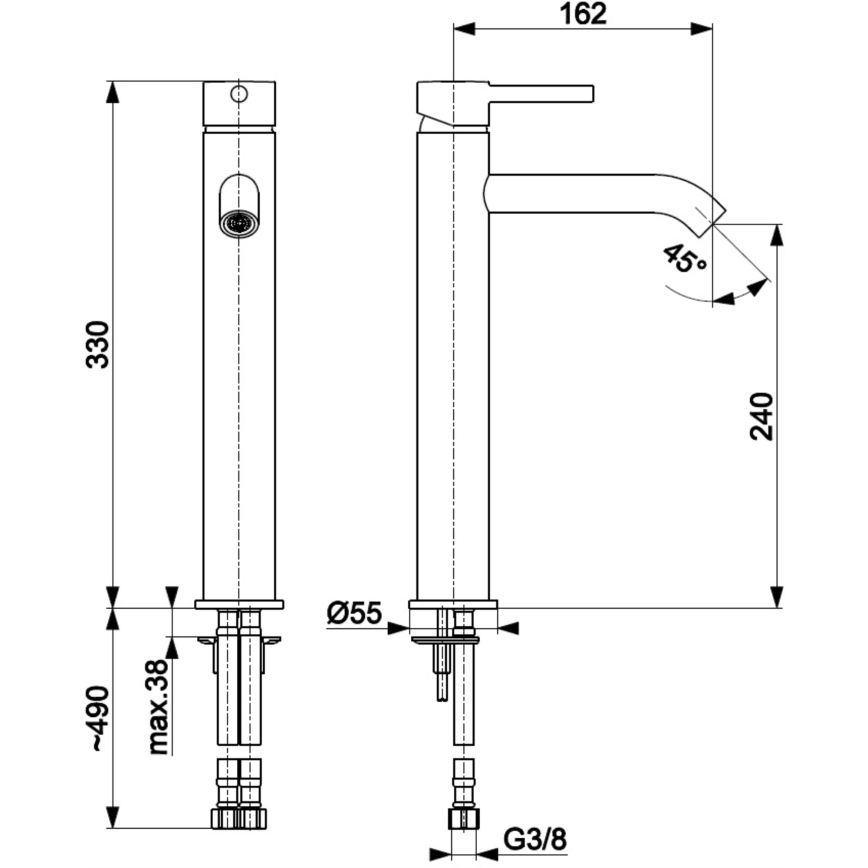KFA Armatura 5032-612-31 - Torneira do lavatório + resíduos com descarga MOZA 33 cm solo dourado