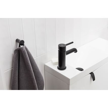 KFA Armatura 5032-815-81 - Torneira do lavatório + resíduos com descarga MOZA 15,2 cm mate preto