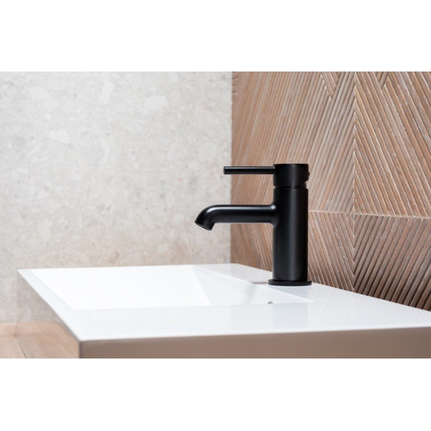 KFA Armatura 5032-815-81 - Torneira do lavatório + resíduos com descarga MOZA 15,2 cm mate preto