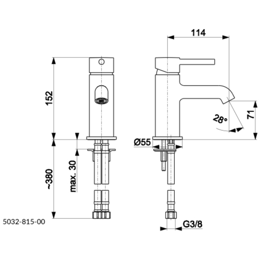 KFA Armatura 5032-815-81 - Torneira do lavatório + resíduos com descarga MOZA 15,2 cm mate preto