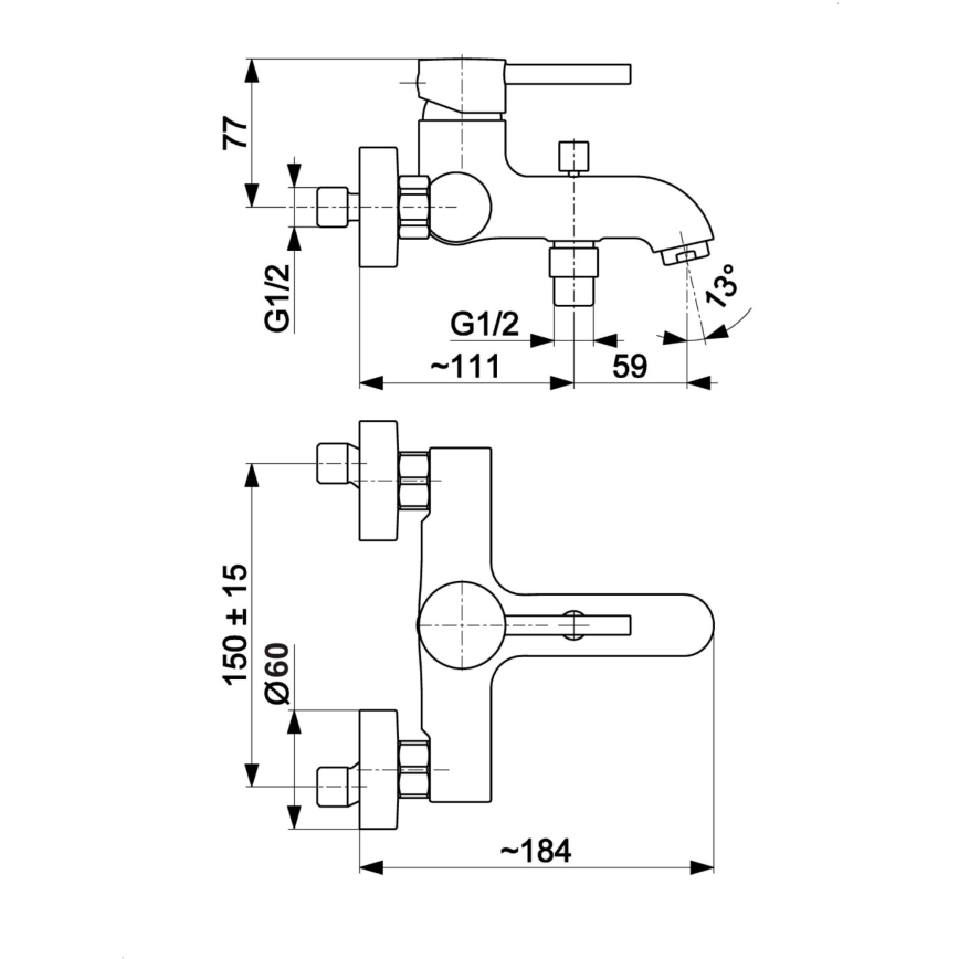 KFA Armatura 5034-010-00 - Misturador de banheira MOZA cromo brilhante