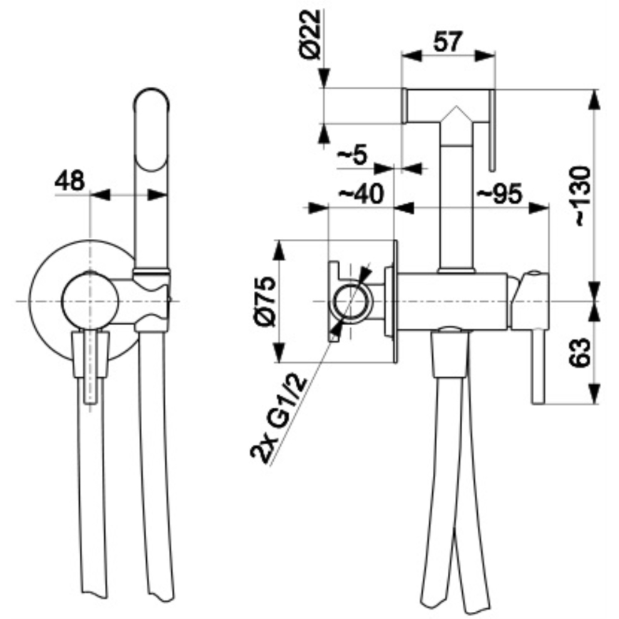 KFA Armatura 5039-512-31 - Torneira de bidé com chuveiro para instalação embutida MOZA solo dourado