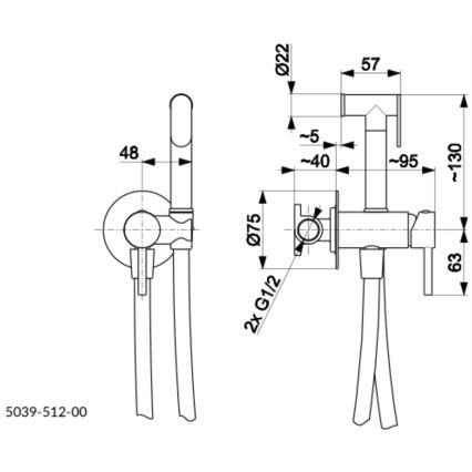 KFA Armatura 5039-512-81 - Torneira de bidé com chuveiro para instalação embutida MOZA mate preto