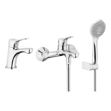 KFA Armatura 5241-003-00 - Conjunto de casa de banho com torneira + torneira do lavatório MORRIS cromado brilhante