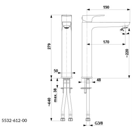 KFA Armatura 5532-612-81 - Torneira do lavatório MOKAIT 27,9 cm latão/mate preto