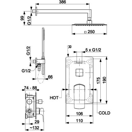 KFA Armatura 5539-511-00 - Conjunto de duche com torneira embutida MOKAIT cromado brilhante