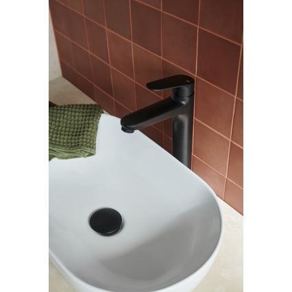 KFA Armatura 5552-712-81 - Misturador para lavatório + válvula com transbordamento OTAVA 30,2 cm preto mate