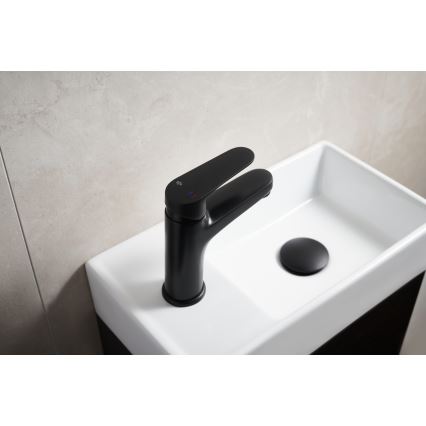 KFA Armatura 5552-815-81 - Misturador para lavatório + válvula com transbordamento OTAVA 15 cm preto mate