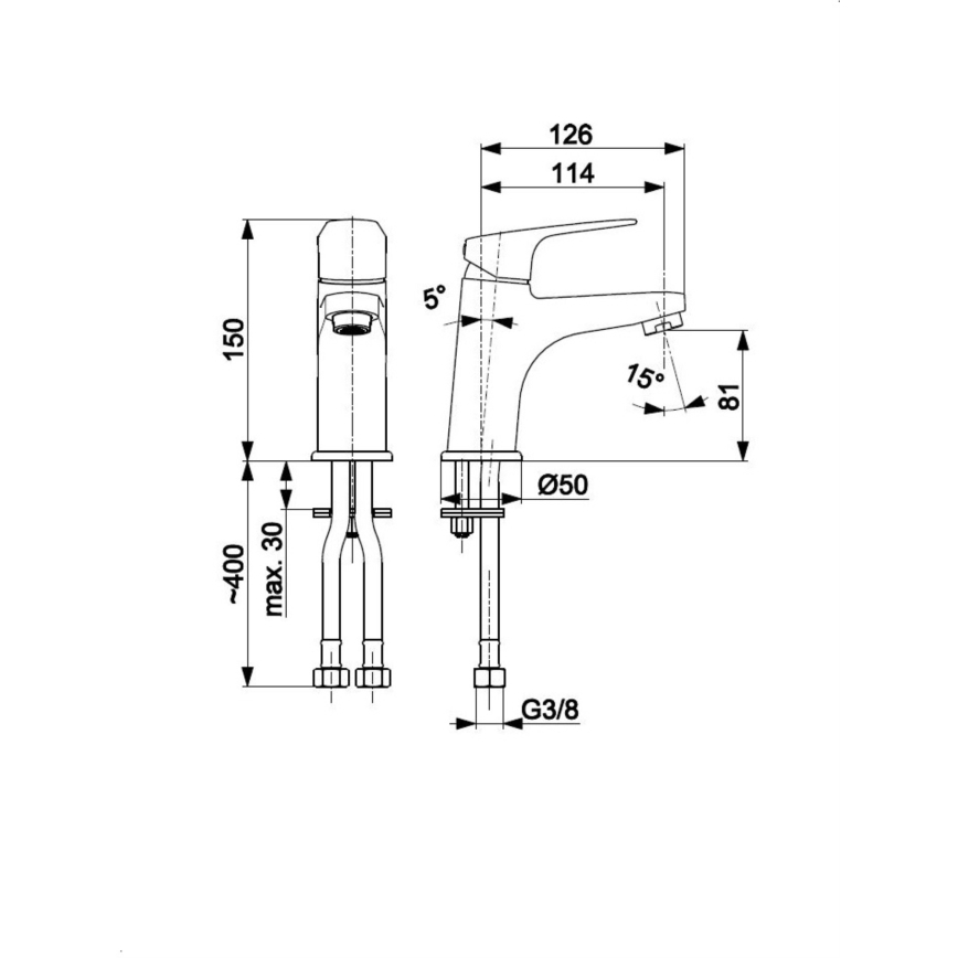 KFA Armatura 5552-815-81 - Misturador para lavatório + válvula com transbordamento OTAVA 15 cm preto mate