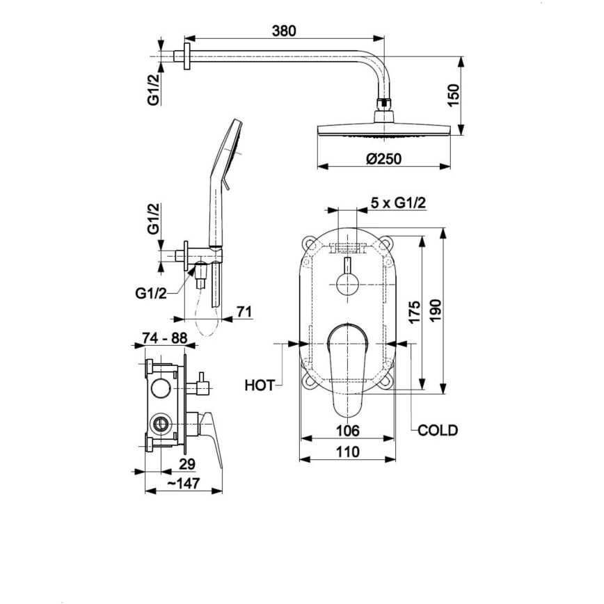 KFA Armatura 5559-501-00 - Conjunto de duche com bateria encastrada OTAVA cromo brilhante