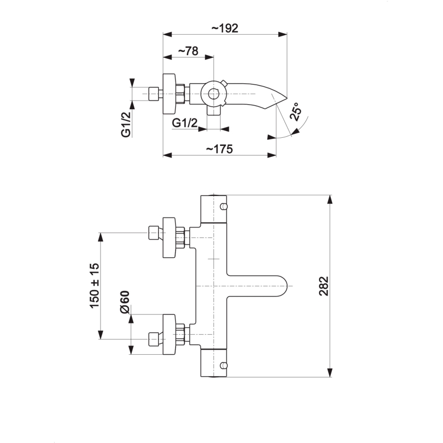 KFA Armatura 5734-010-00 - Misturadora termostática para banheira MOZA cromo brilhante