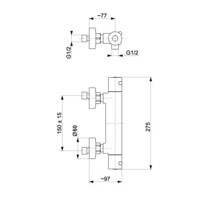 KFA Armatura 5736-010-00 - Torneira termostática para duche MOZA cromado brilhante