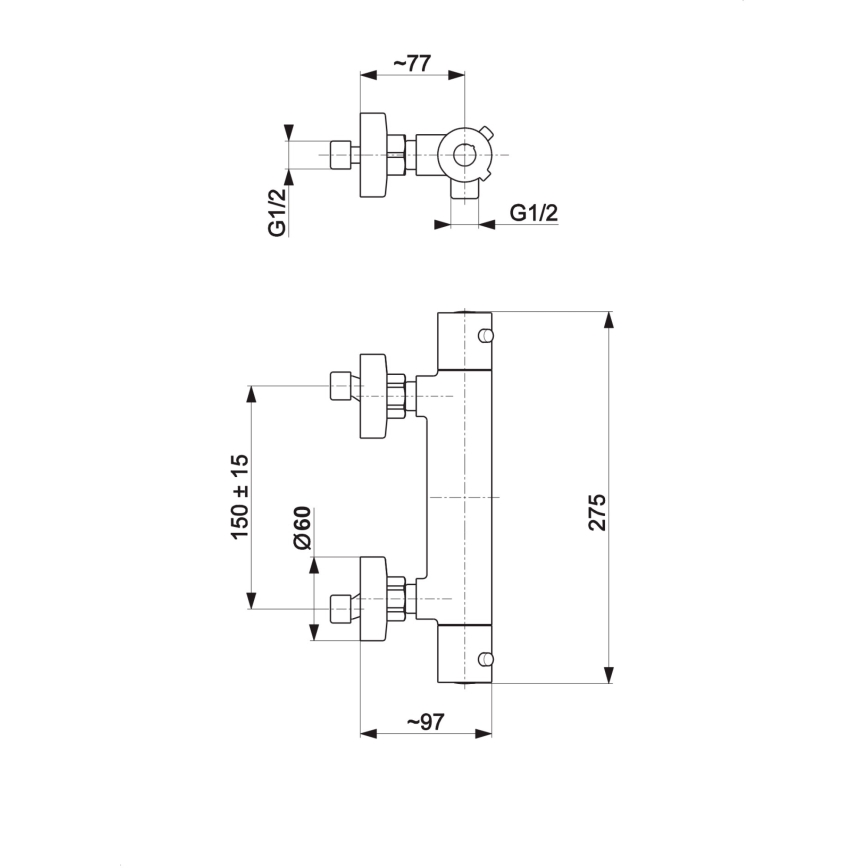KFA Armatura 5736-010-00 - Torneira termostática para duche MOZA cromado brilhante