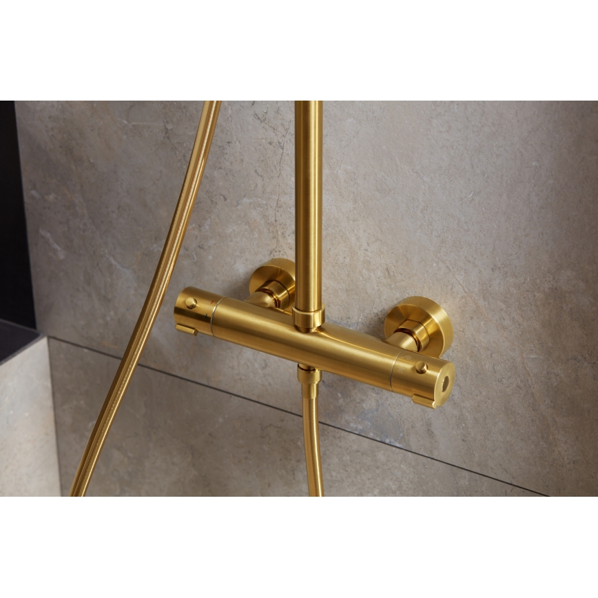 KFA Armatura 5736-920-31 - Conjunto de duche com bateria termostática MOZA em ouro escovado