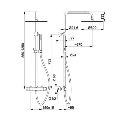 KFA Armatura 5736-920-31 - Conjunto de duche com bateria termostática MOZA em ouro escovado