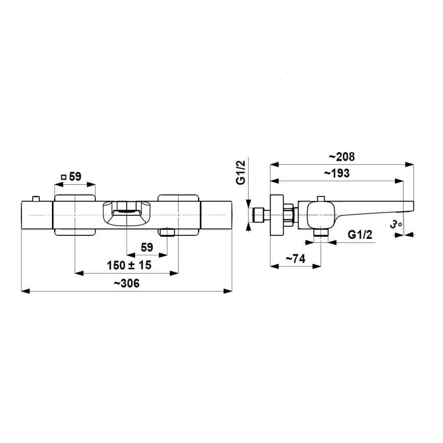 KFA Armatura 5754-010-81 - Bateria termostática para banheira MALAGA preta