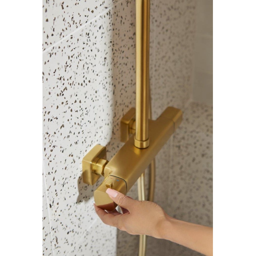 KFA Armatura 5756-910-31 - Conjunto de duche com misturador termostático MALAGA, dourado escovado
