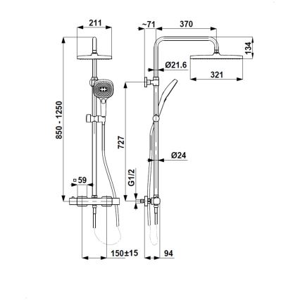KFA Armatura 5756-910-31 - Conjunto de duche com misturador termostático MALAGA, dourado escovado