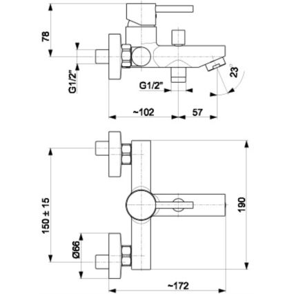 KFA Armatura 5824-010-00 - Misturador de banheira NEDA cromo brilhante