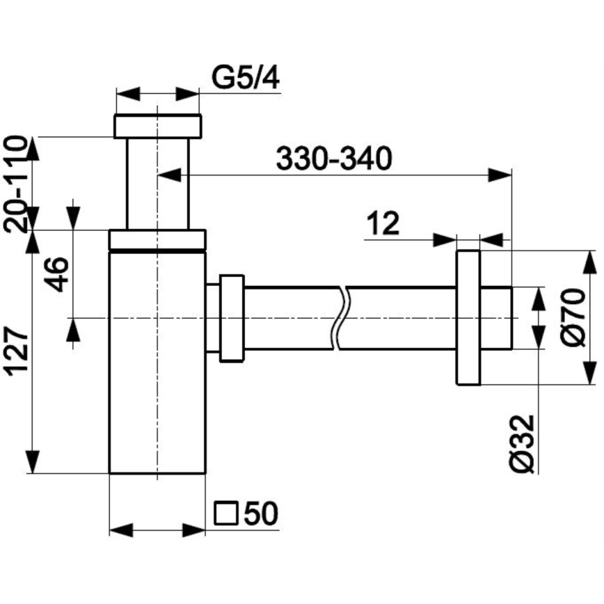 KFA Armatura 600-002-00 - Sifão de lavatório angular cromado brilhante