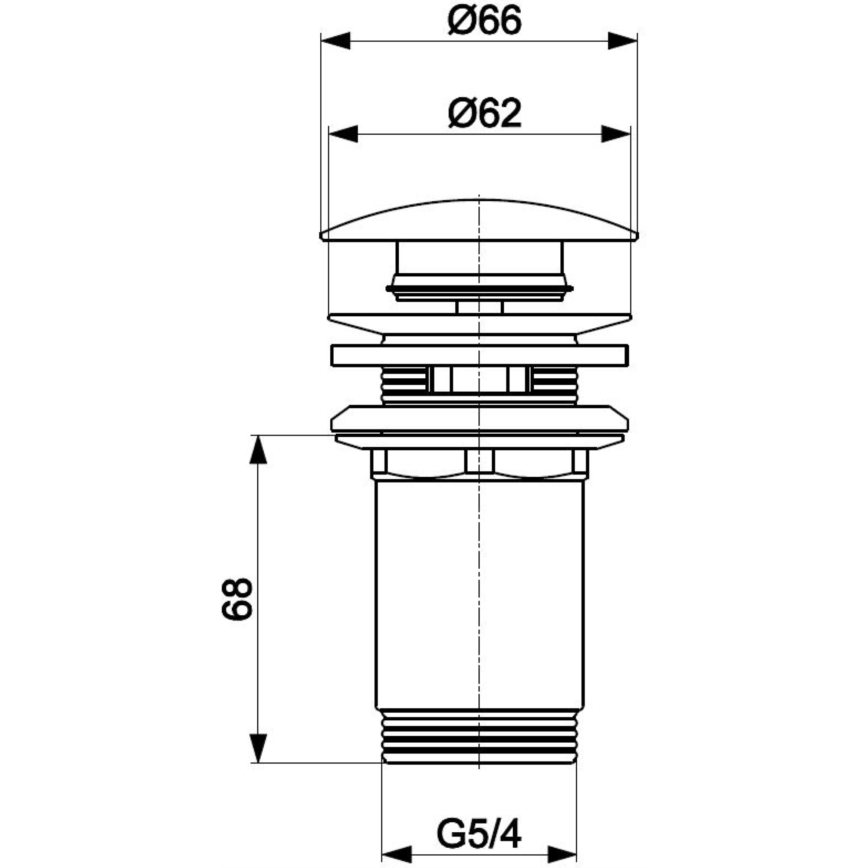 KFA Armatura 660-254-00 - Válvula de lavatório com descarga CLICK-CLACK diâmetro 6,6 cm cromado brilhante