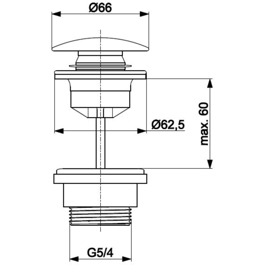 KFA Armatura 660-310-00 - Válvula de drenagem CLICK-CLACK diâmetro 6,6 cm cromado brilhante