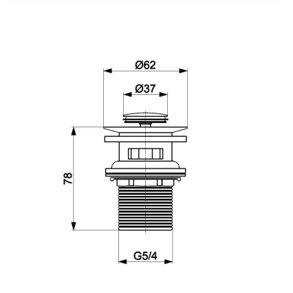 KFA Armatura 660-354-00 - Válvula de lavatório com descarga CLICK-CLACK diâmetro 6,2 cm cromado brilhante