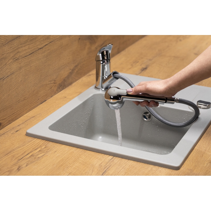 KFA Armatura 6613-110-00 - Torneira de lavatório com pulverizador extensível INDIRA cromado brilhante