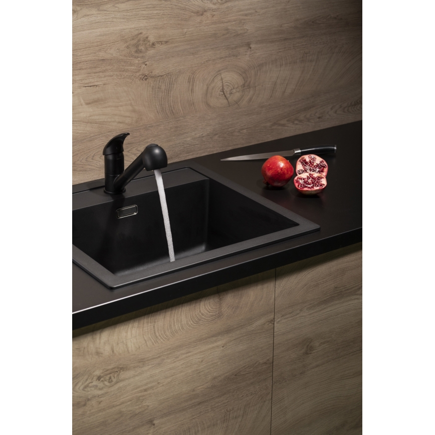 KFA Armatura 6613-110-81 - Torneira de lavatório com pulverizador extensível INDIRA latão/mate preto