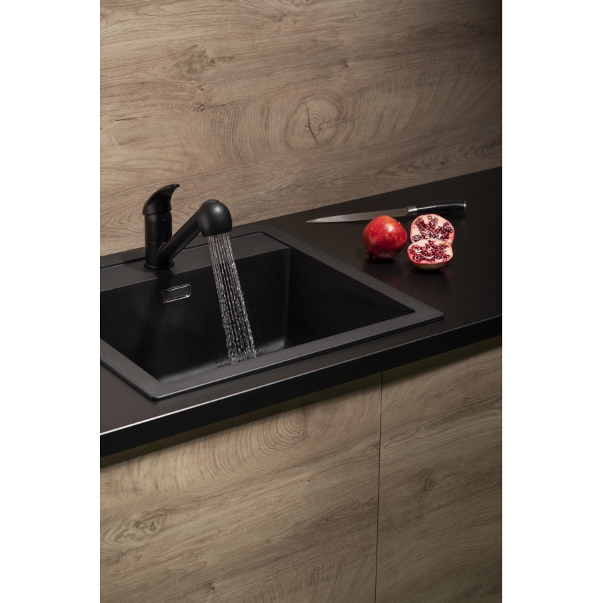 KFA Armatura 6613-110-81 - Torneira de lavatório com pulverizador extensível INDIRA latão/mate preto