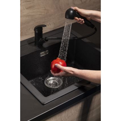 KFA Armatura 6613-110-81 - Torneira de lavatório com pulverizador extensível INDIRA latão/mate preto