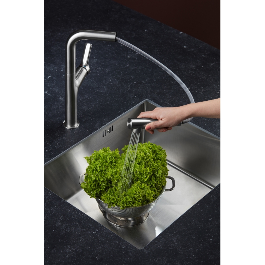 KFA Armatura 6623-220-22 - Torneira de lavatório com pulverizador extensível DUERO DESIGN aço inoxidável